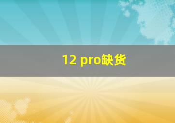 12 pro缺货